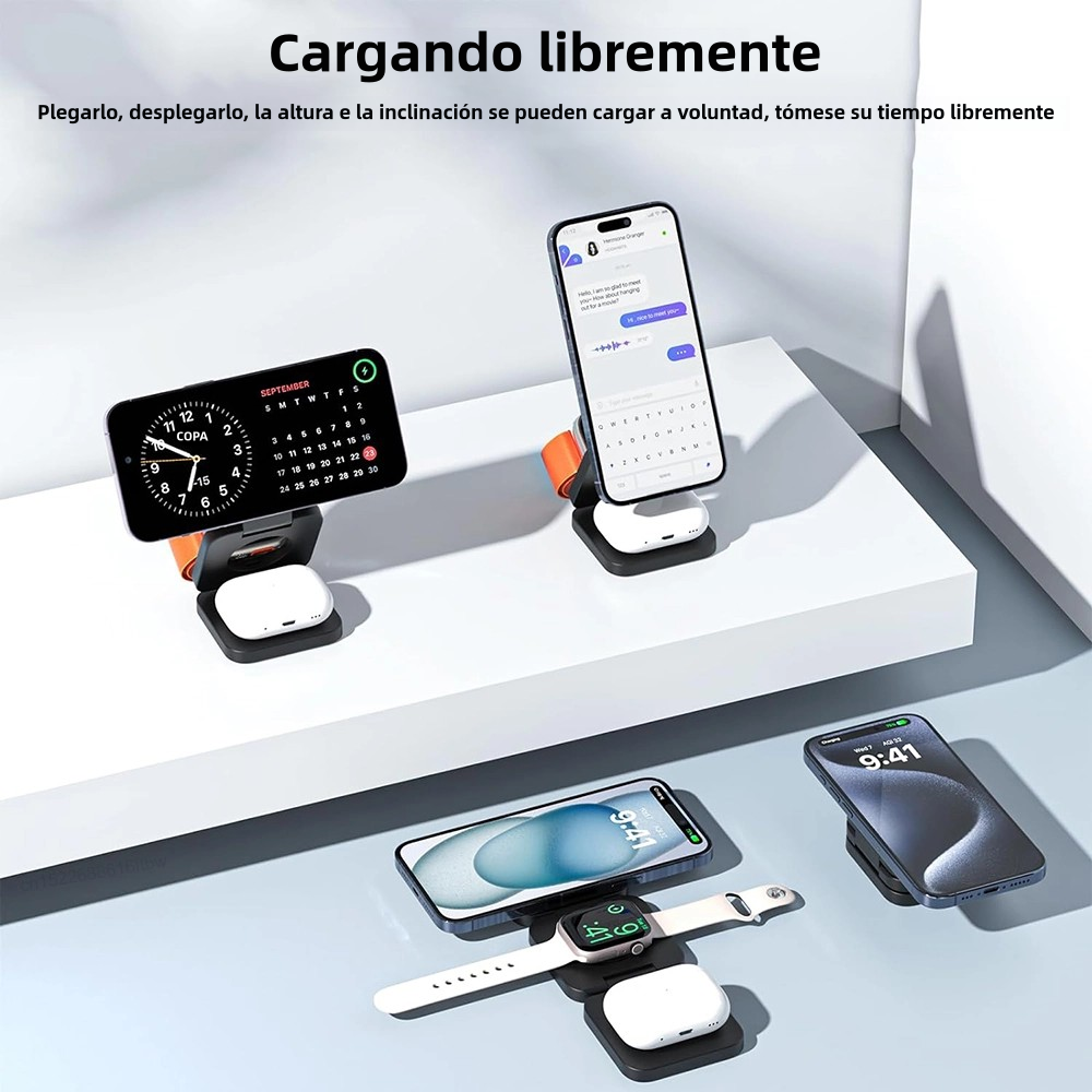 Cargadores Estación de Carga Inalámbrica Magnética 3 en 1 Plegable para iPhone y Apple Watch -CI002 - Yesmart