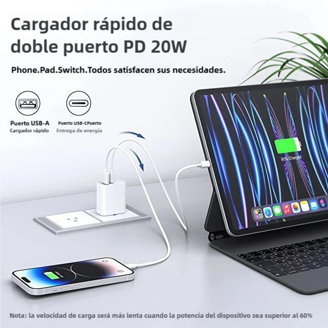 Combo Cargador Baseus 20W USB-C + USB con Cable USB a Tipo C de 1m CI005 - Yesmart