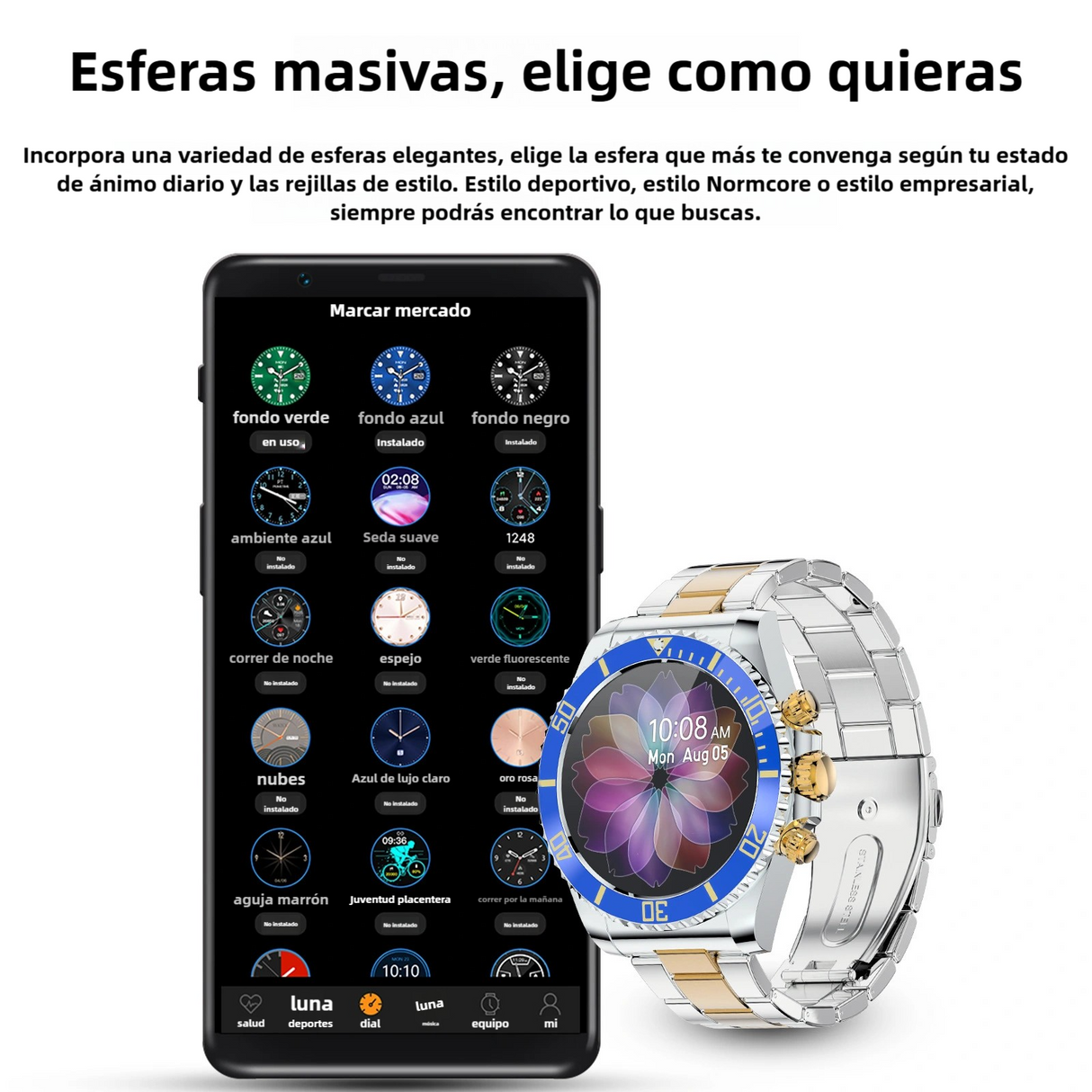 Reloj Inteligente Resistente con Llamadas, Monitor de Salud, 10 ATM Impermeable y 21 Días de Batería SW028 - Yesmart