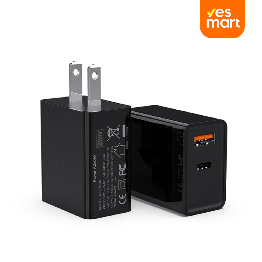 Combo Cargador Baseus 20W USB-C + USB con Cable USB a Tipo C de 1m CI005