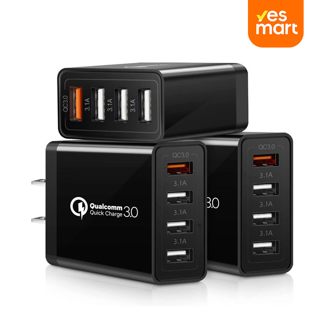 Cargador Rápido de 4 Puertos USB 48W con QC 3.0 y Protección Inteligente CI003