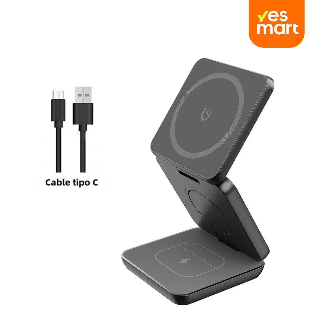 Cargadores Estación de Carga Inalámbrica Magnética 3 en 1 Plegable para iPhone y Apple Watch -CI002