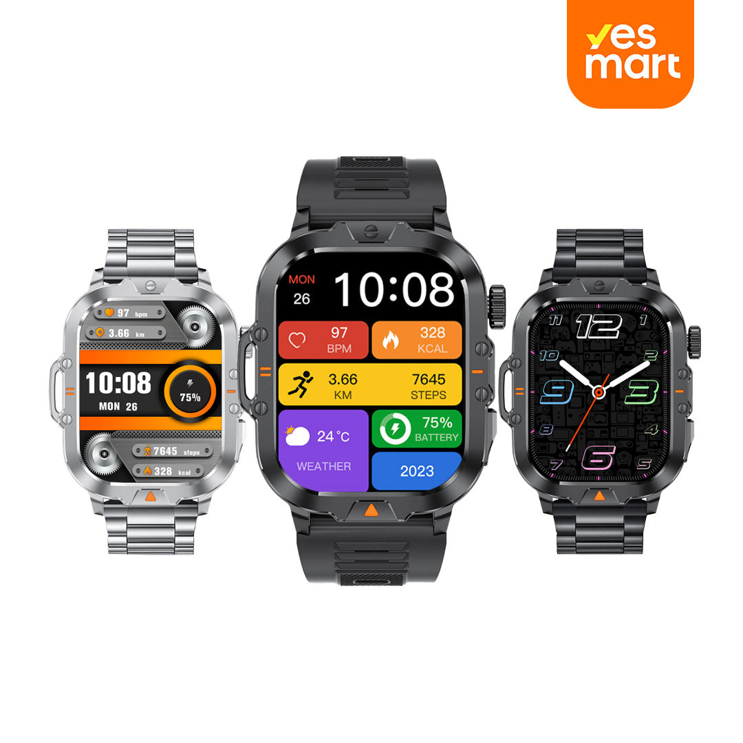 Reloj inteligente con Doble Correa, Pantalla HD de 2.01”, Bluetooth, 100+ Modos Deportivos y Monitoreo de Salud -SW020