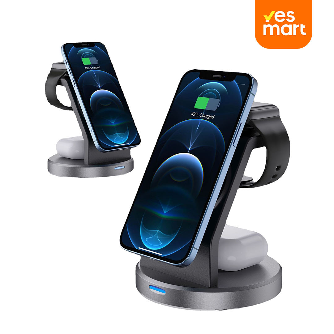 Soporte Magnético de Cargador Inalámbrico 3 en 1 para iPhone, iWatch y AirPods con Carga Rápida CI007