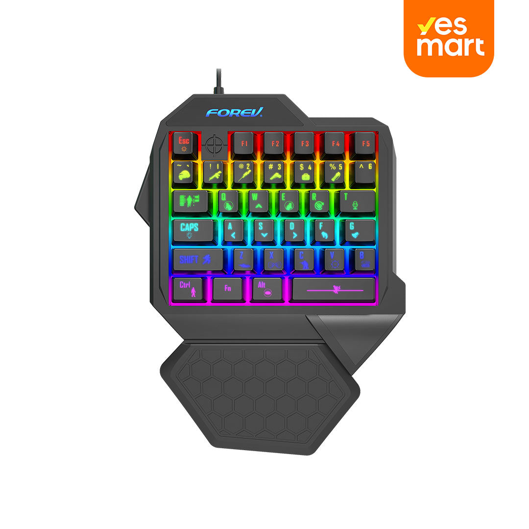 Teclado Gaming de una Mano, Retroiluminado con Diseño Ergonómico, 35 Teclas y Respuesta Rápida KM001