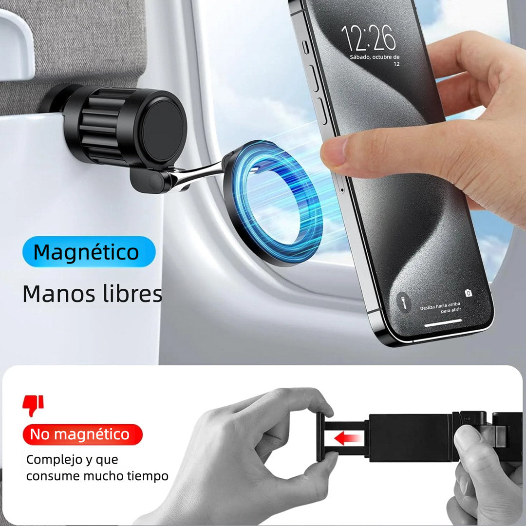 Soporte de Teléfono para Avión, Soporte Magnético para Teléfono de Avión, Soporte de Viaje Portátil, Esenciales de Viaje en Avión, Soporte Universal para Teléfono con Anillo Metálico - SC008