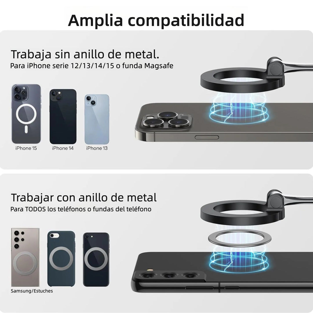 Soporte de Teléfono para Avión, Soporte Magnético para Teléfono de Avión, Soporte de Viaje Portátil, Esenciales de Viaje en Avión, Soporte Universal para Teléfono con Anillo Metálico - SC008