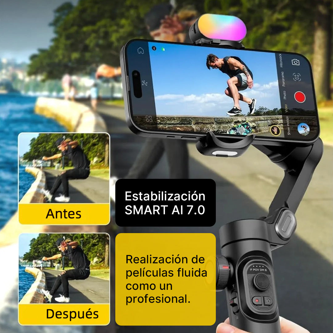 Estabilizador Gimbal 3 Ejes Plegable para Smartphone con Rueda de Enfoque y Control Inteligente – SC015