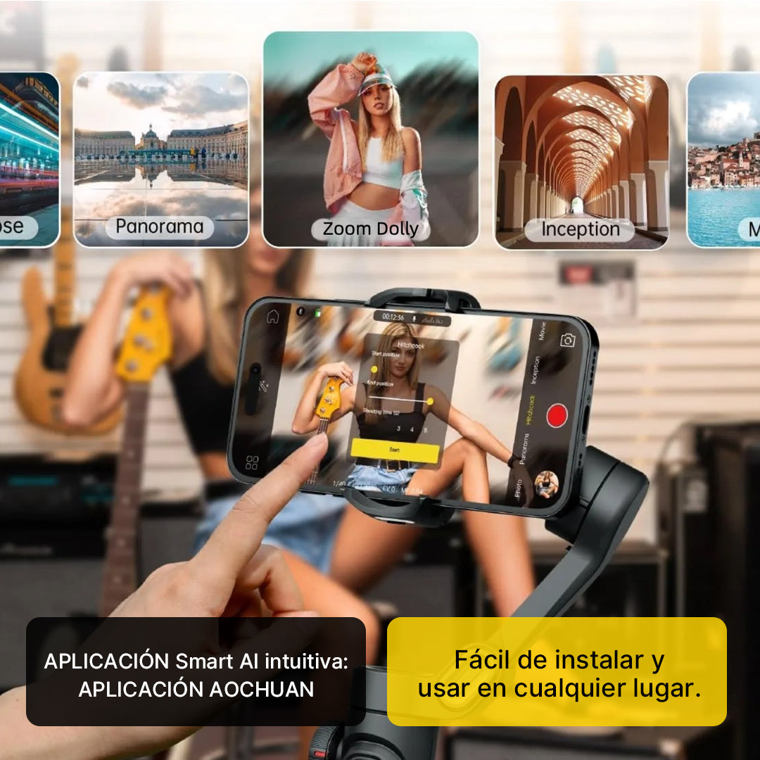 Estabilizador Gimbal 3 Ejes Plegable para Smartphone con Rueda de Enfoque y Control Inteligente – SC015