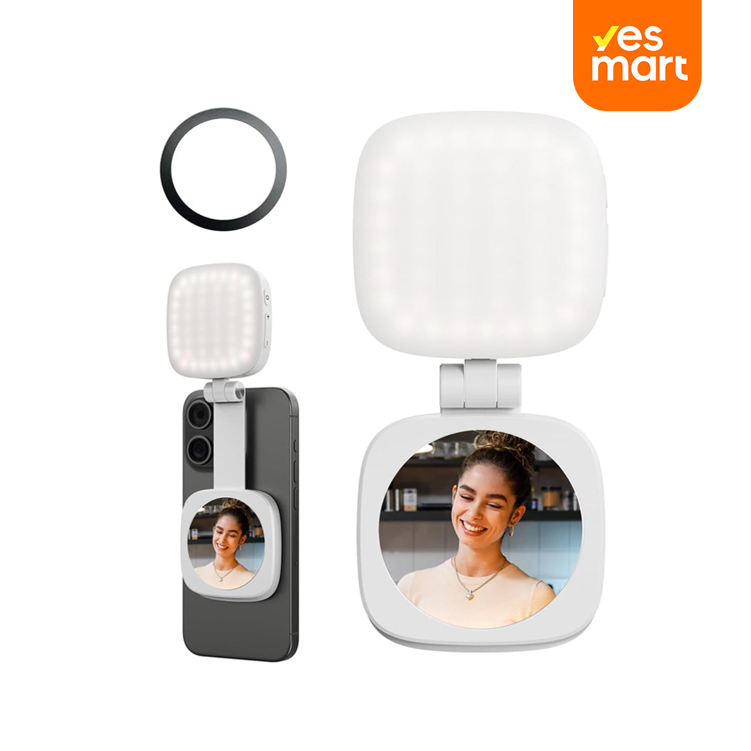 Luz Selfie Magnética con Espejo para iPhone, Compatible con MagSafe y Android, Luz LED Portátil Recargable para Video y Fotos – SC012