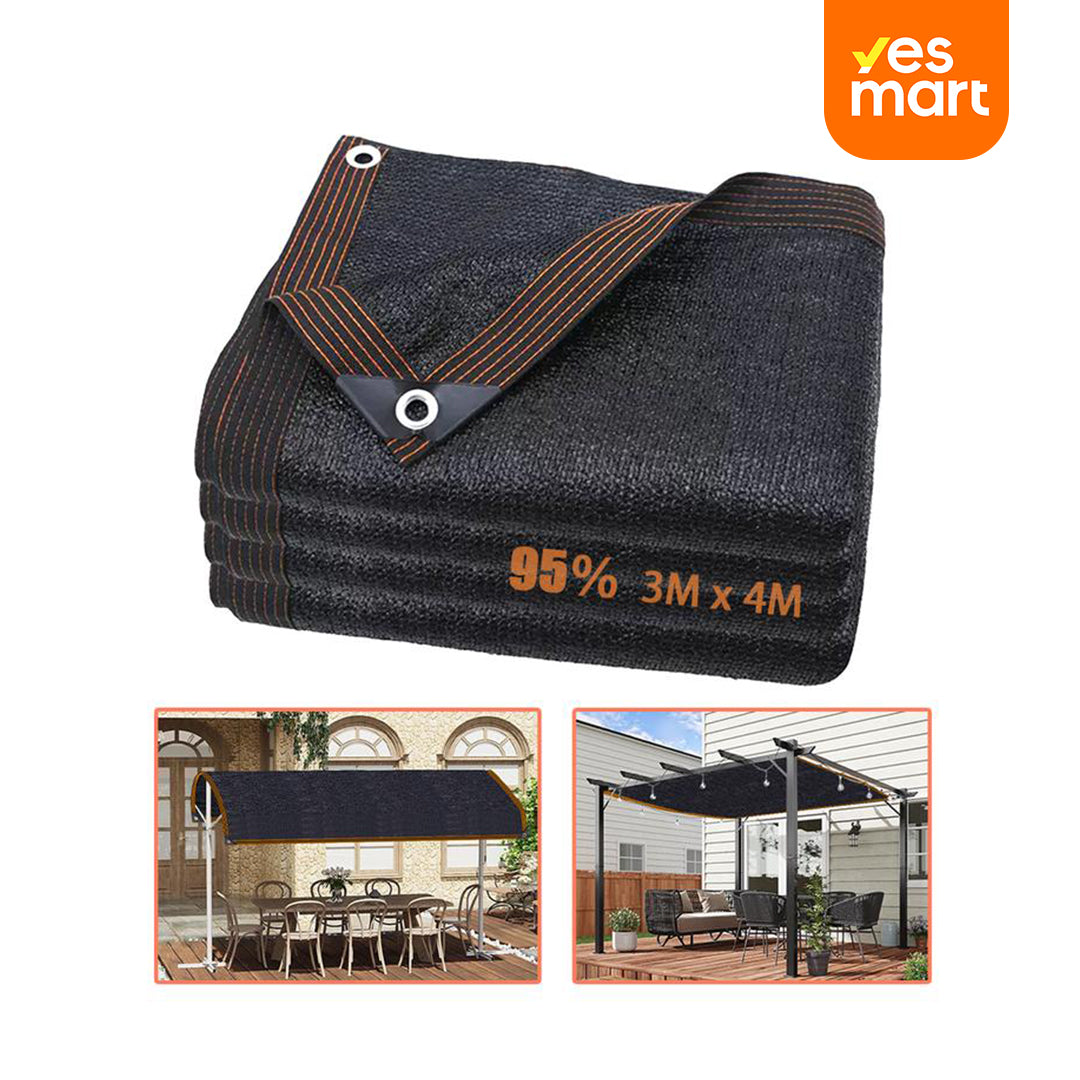 Tela de Sombra Negra al 50%, Malla Duradera 10 x 12 FT con Ojales, Protección Solar y Anticongelante para Plantas, Invernaderos, Patios y Tomates JP007