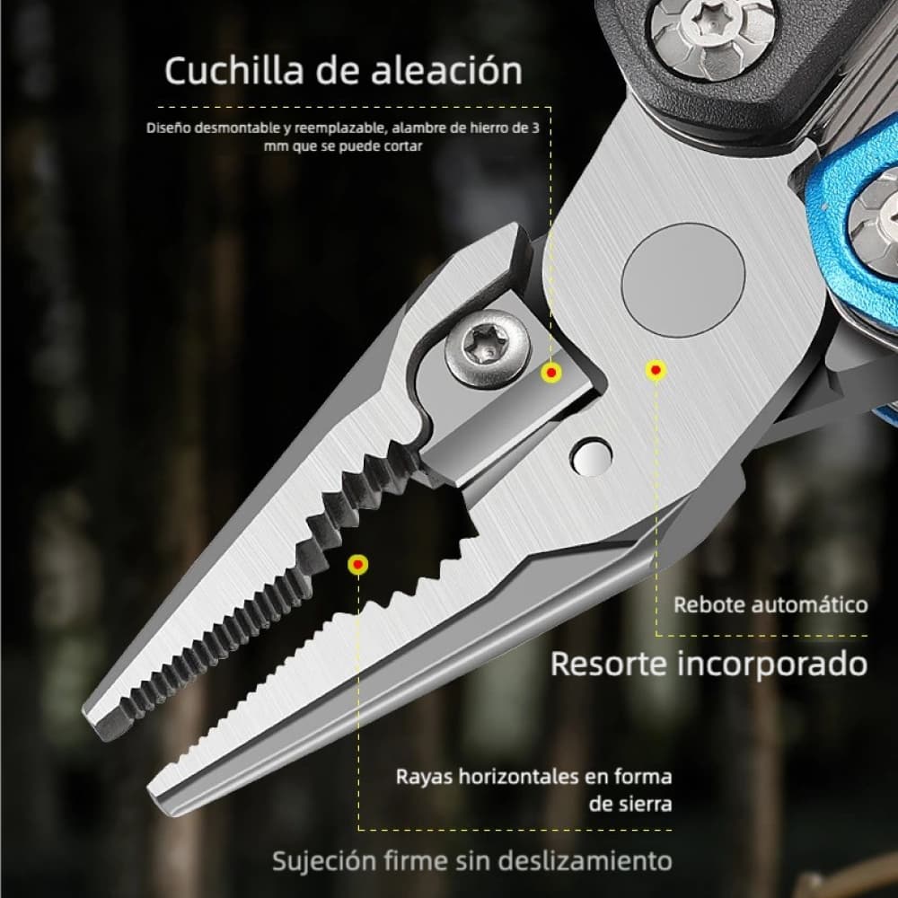 Martillo multiusos plegable 17 en 1 | Camping, auto, emergencia