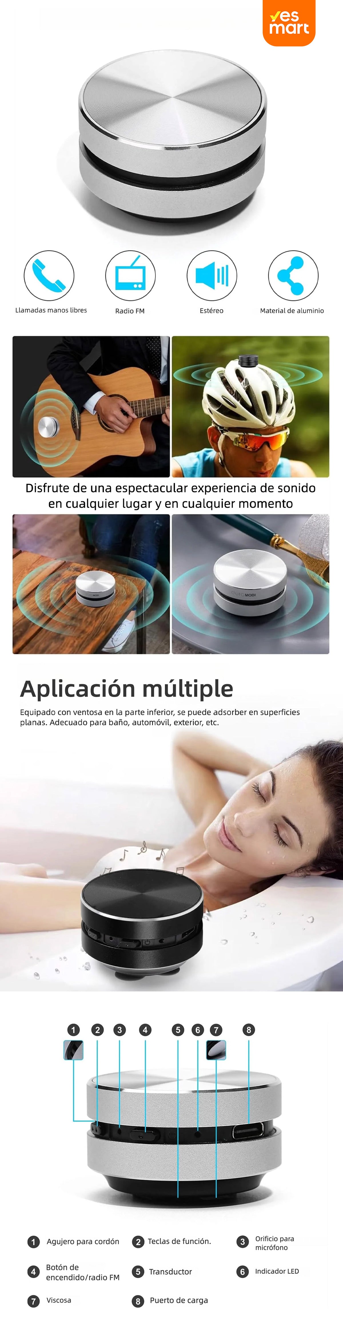 Mini Altavoz Bluetooth por Conducción Ósea Portátil – Sonido Estéreo con Graves, Diseño Creativo para Casa, Viajes y Exteriores - BS021