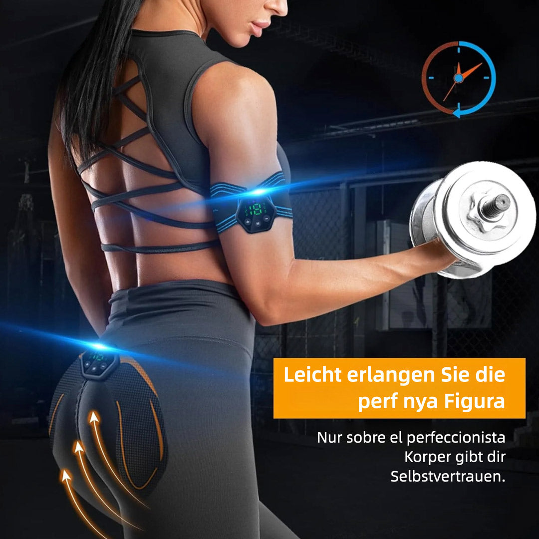 Entrenador Muscular EMS – Tonificador Abdominal Eléctrico con 6 Modos y 19 Niveles, Estimulador de Brazos, Piernas y Glúteos, Pantalla LCD, USB Recargable – PR004