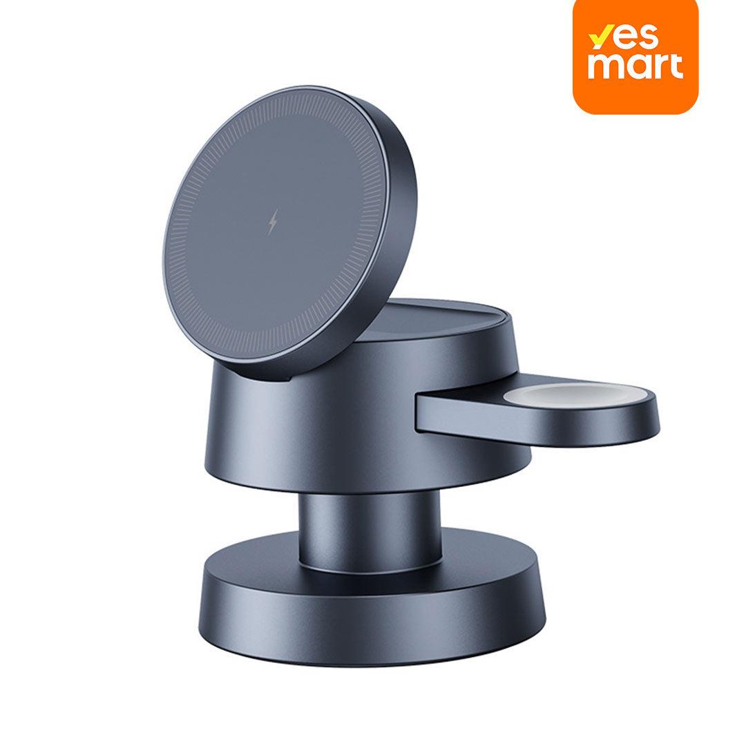 Estación de Carga Inalámbrica 4 en 1 para iPhone 16 Pro Max, iWatch Ultra y AirPods con Luz Nocturna y Soporte de Viaje, Carga Rápida 22.5W – CI014