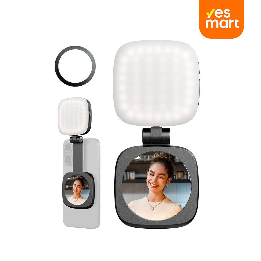 Luz Selfie Magnética con Espejo para iPhone, Compatible con MagSafe y Android, Luz LED Portátil Recargable para Video y Fotos – SC012