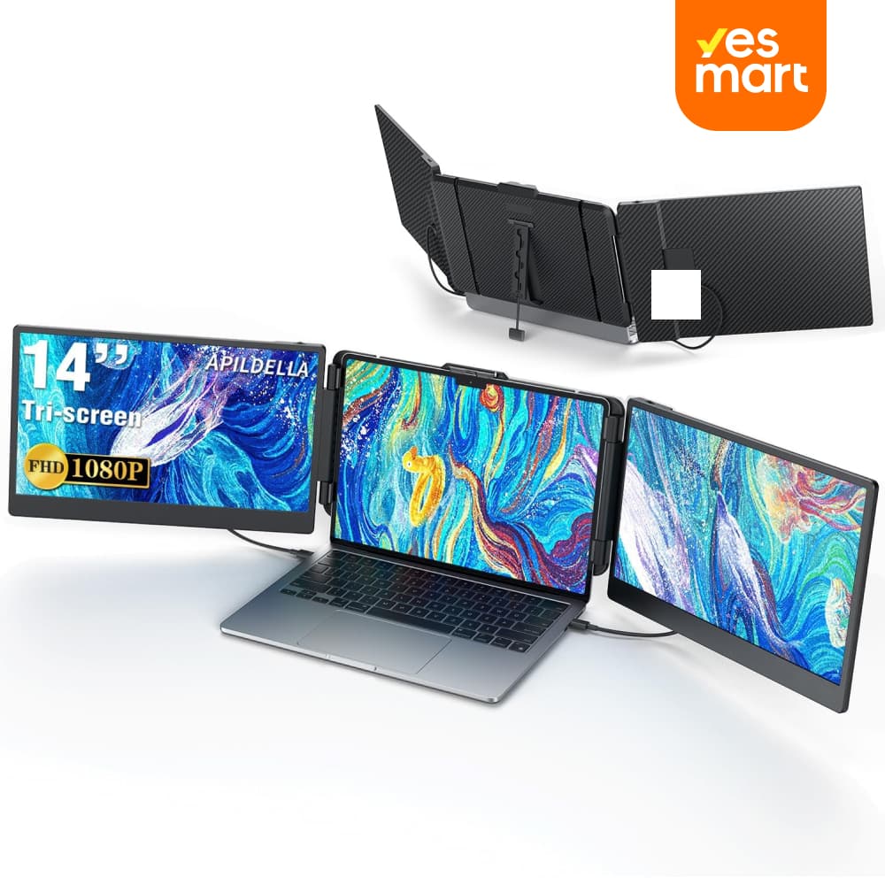 Monitor Triple Portátil Triple Boost 14" Pro, 3 Pantallas Full HD, Conexión USB-C Única, Aluminio - CD005