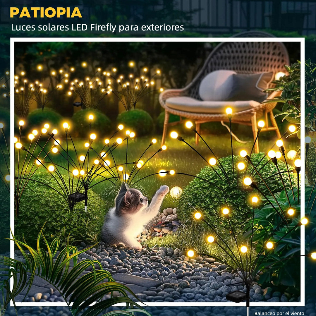 Luces de Jardín Solar con 20 LEDs, Luces Solares para Exteriores, Luces de Luciérnagas para Decoración de Navidad, Patio, Camino y Jardín, Resistente al Agua – JP003