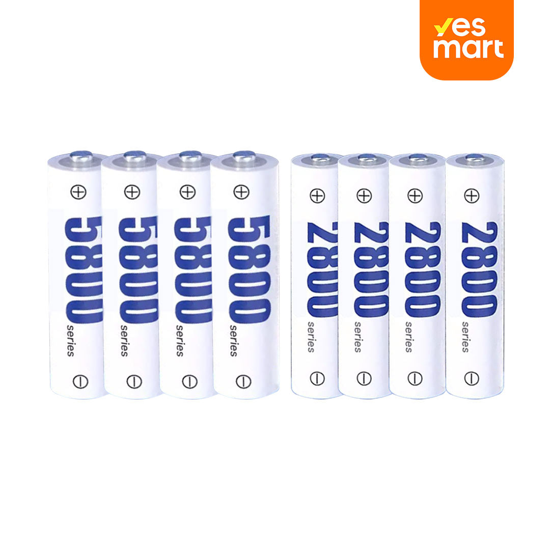 Baterías Recargables AA de Litio5800mWh con Cargador USB LCD Rápido de 2 Horas, 1.5V y 1500 Ciclos para Electrónicos, Teléfonos Inalámbricos y Controles Remotos - BT005