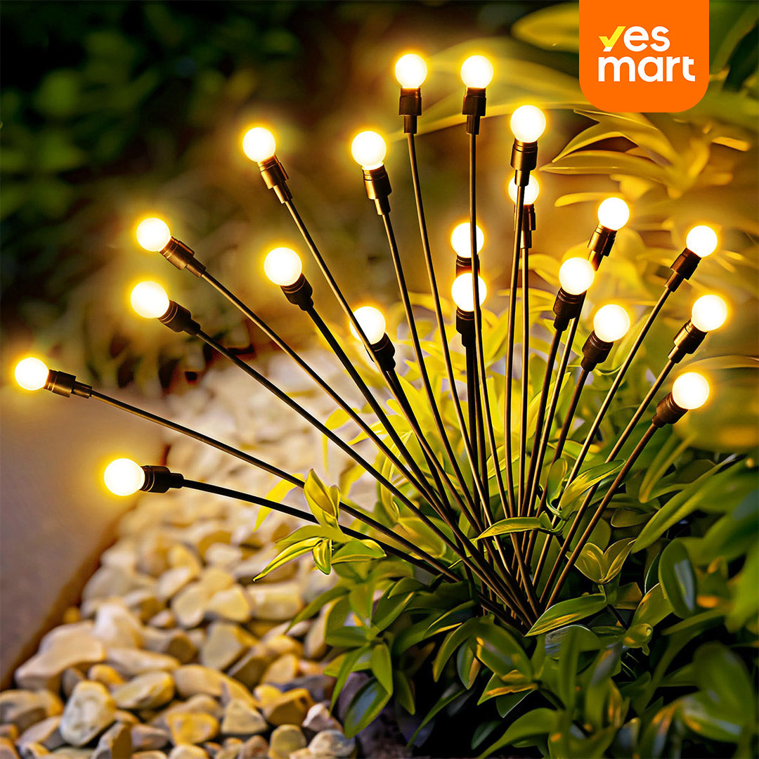 Luces de Jardín Solar con 20 LEDs, Luces Solares para Exteriores, Luces de Luciérnagas para Decoración de Navidad, Patio, Camino y Jardín, Resistente al Agua – JP003