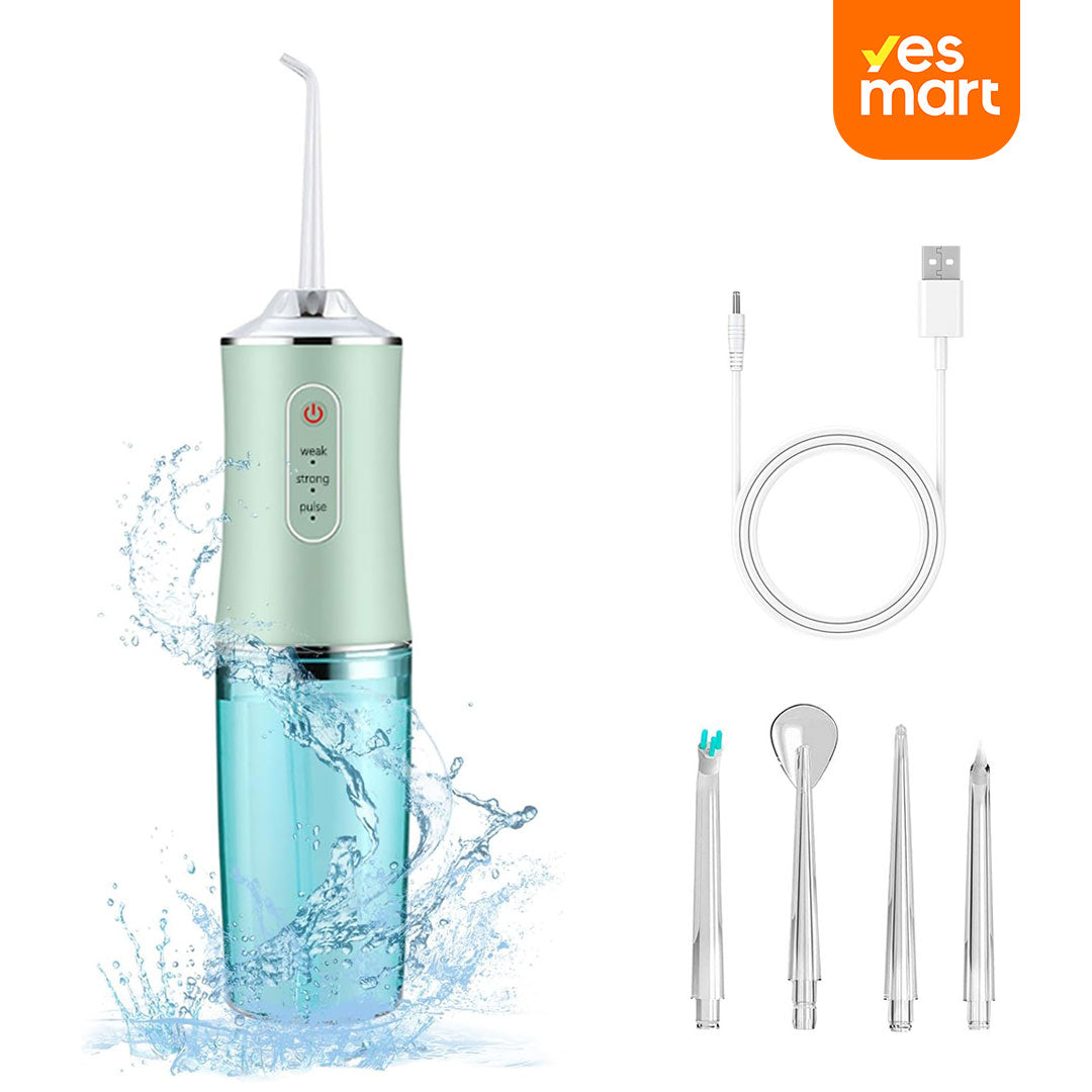 Hilo Dental Eléctrico Recargable para Dientes con 3 Modos, 4 Consejos de Chorro, Irrigador Oral Portátil, Limpiador de Encías y Tonsilas, 300ml de Capacidad, Impermeable IPX7, Batería de Larga Duración, CS002