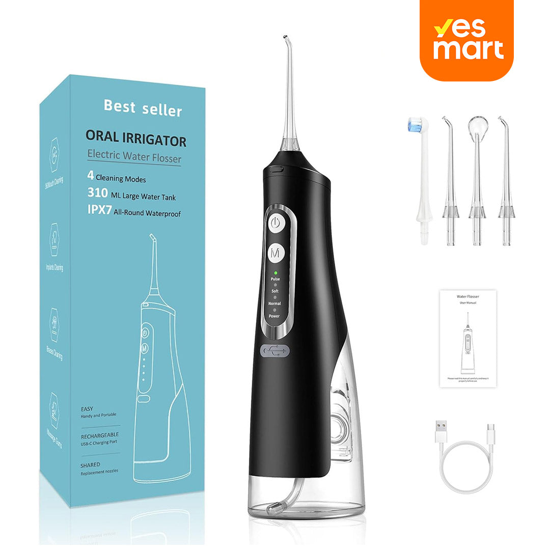 Limpiador Dental Portátil Recargable, Irrigador Bucal Potente, 4 Modos de Presión para Limpiar los Dientes, Must-Have para Viajes y Familia - CS003
