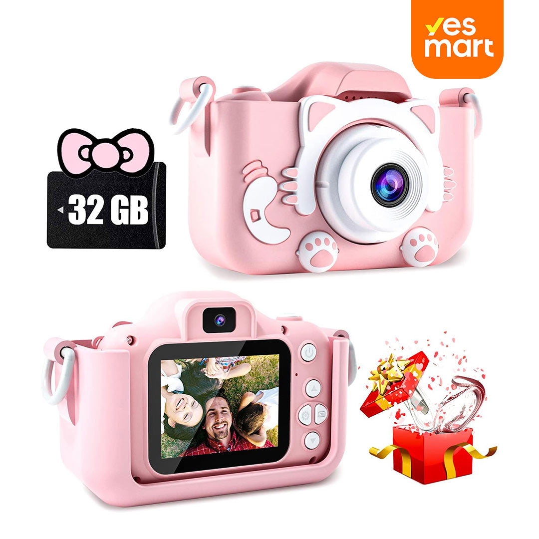 Cámara Digital para Niños, Juguete para Niños de 3-12 Años, Cámara Selfie con Video, 32GB TF Card y Funda de Silicona, Ideal para Regalos de Cumpleaños y Fiestas - CC010