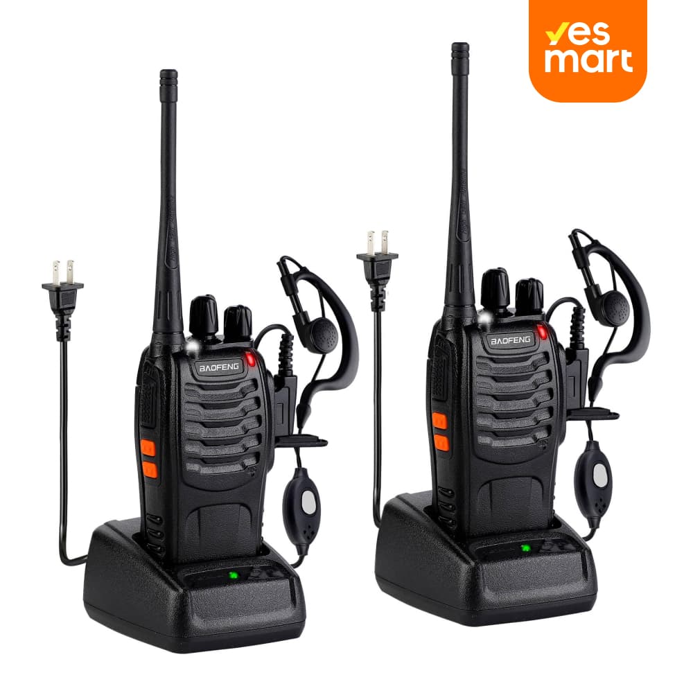 Walkie Talkies 888S Recargable de Largo Alcance con Auriculares para Adultos, Radio Profesional de 16 Canales, Radios Bidireccionales de Mano, Batería de Iones de Litio y Cargador Incluidos - Modelo CL007