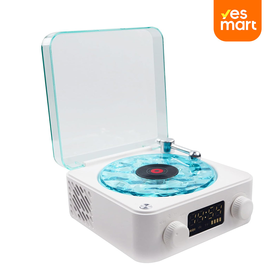 Altavoz Bluetooth Retro con Plato de Vinilo, Luces Ambientales RGB, Sonidos Naturales y Portátil - BS023