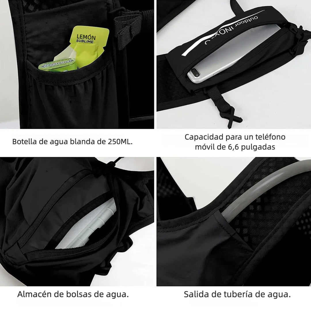 Mochila Hidratación Ultraligera con Bolsa de Agua 1.5L – Chaleco Impermeable para Running, Trail, Ciclismo y Maratón - AH016