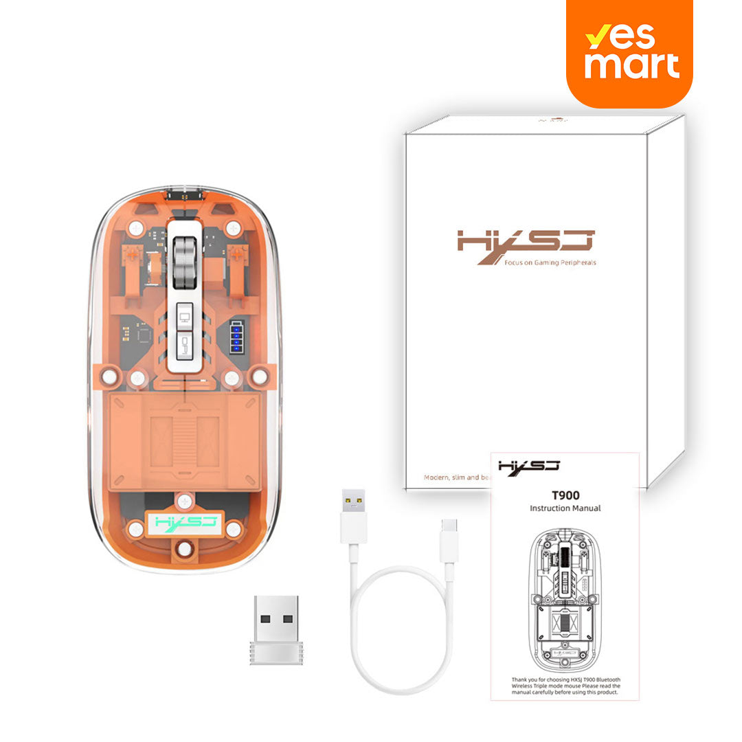 Mouse Inalámbrico Bluetooth LED Claro y Silencioso, 2.4G y Bluetooth Tri-Mode 2400DPI, Mouse Óptico Recargable para Computadora Portátil y PC - KM007