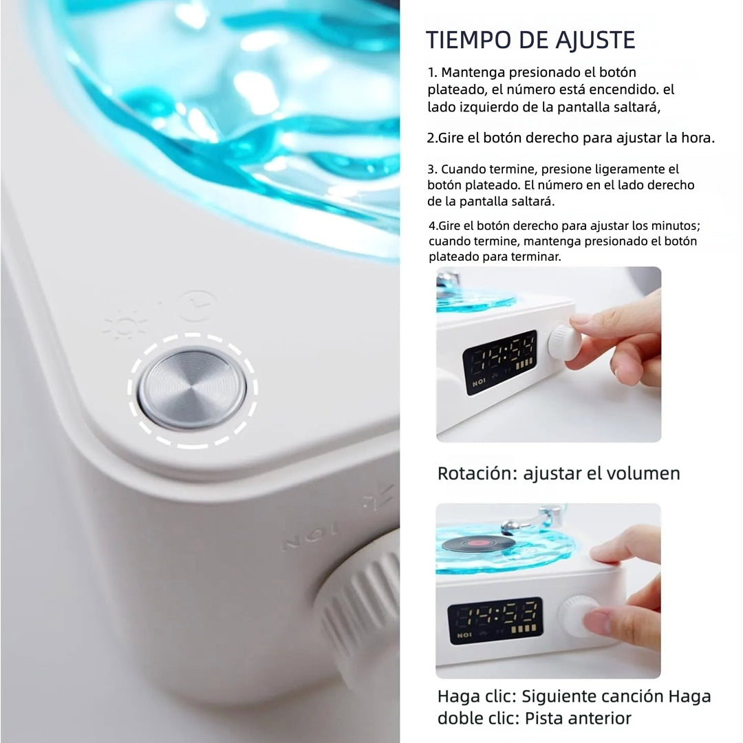 Altavoz Bluetooth Retro con Plato de Vinilo, Luces Ambientales RGB, Sonidos Naturales y Portátil - BS023