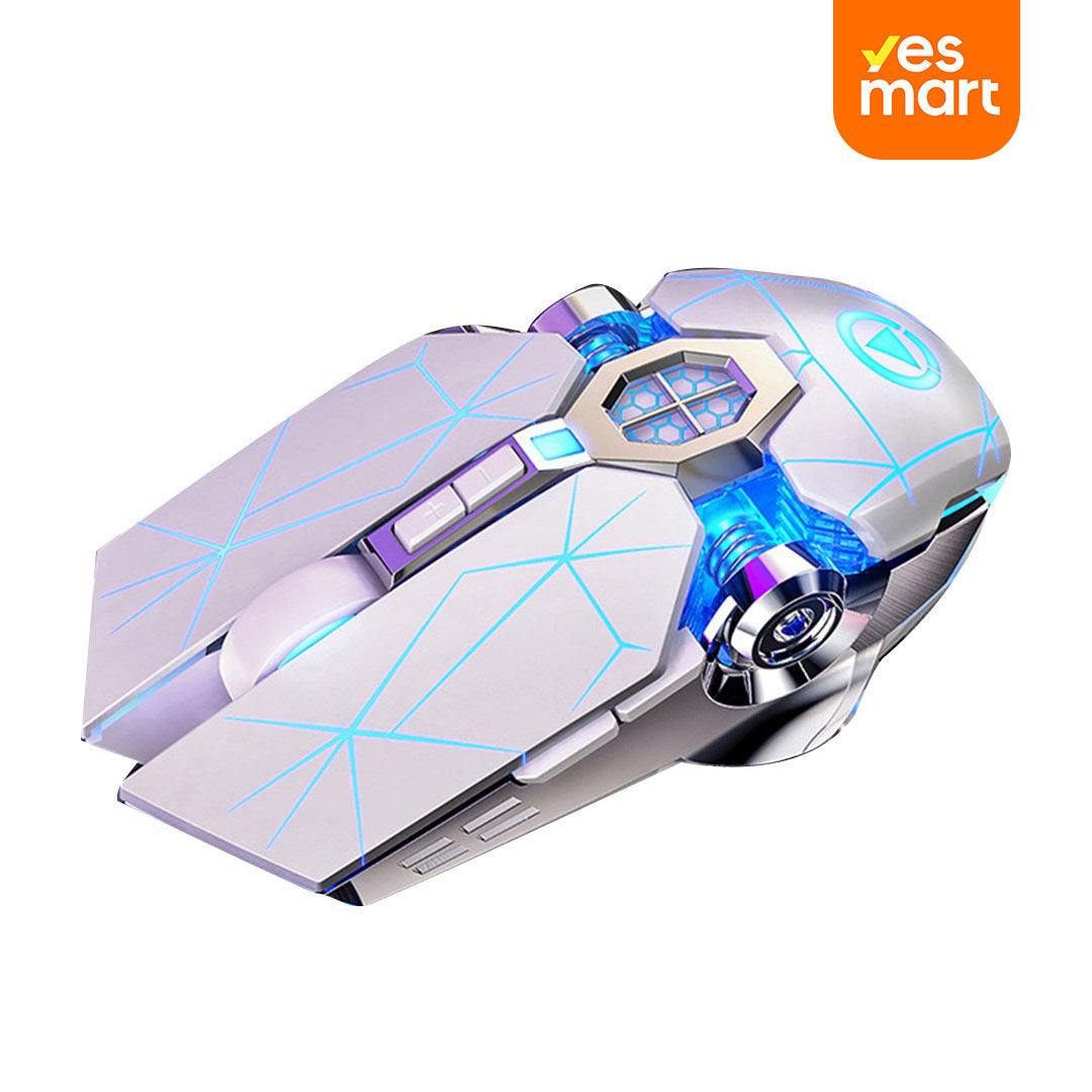 Ratón Inalámbrico Recargable LED RGB para Juegos 2.4GHz, 800/1200/1600 DPI, Diseño Ergonómico, Receptor USB, Compatible con Windows y Mac OS KM005