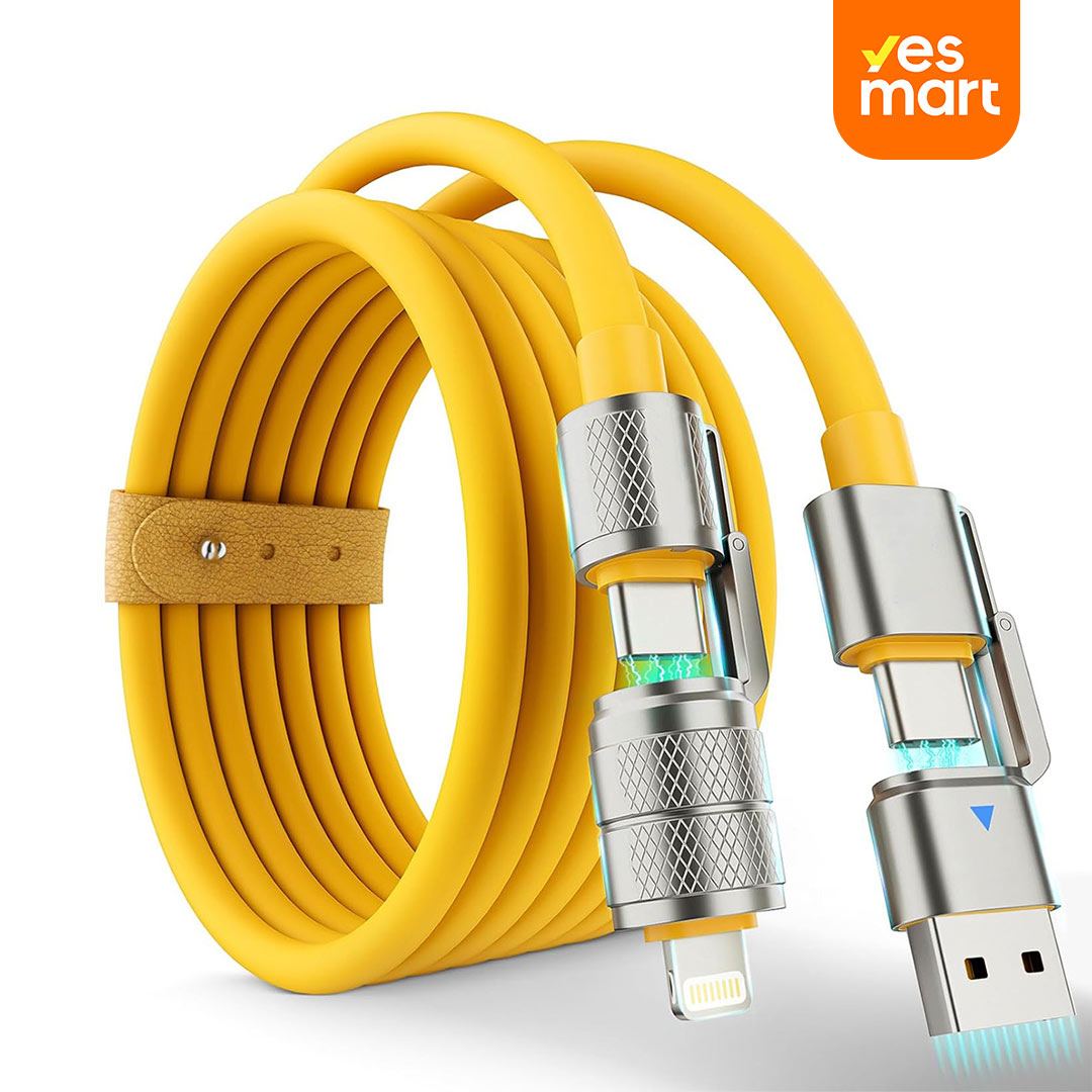 Cable de Carga Multifuncional 4 en 1 USB MAX 240W Carga Rápida/ Cable de Carga con USB A + Tipo C para iPhone 16/15 14 13, iPad, Samsung Galaxy, MacBook, Tablets y Más - CI015