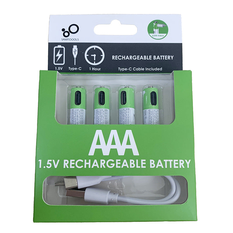 Baterías Recargables AA 2600mAh o AAA 750mAh 1.5V con Carga Rápida USB Tipo C (Elija entre Paquete de 4 AA o 4 AAA) BT001