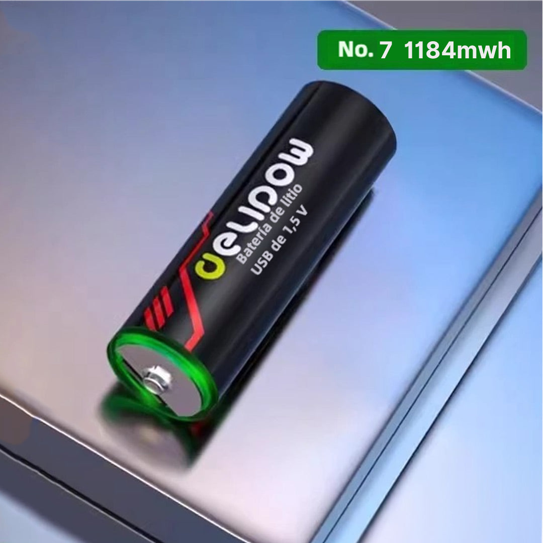 Baterías Recargables USB-C AAA 1.5V 3400mWh, Paquete de 4 Piezas con Carga Directa USB-C, Baterías Li-ion de Carga Rápida - BT003