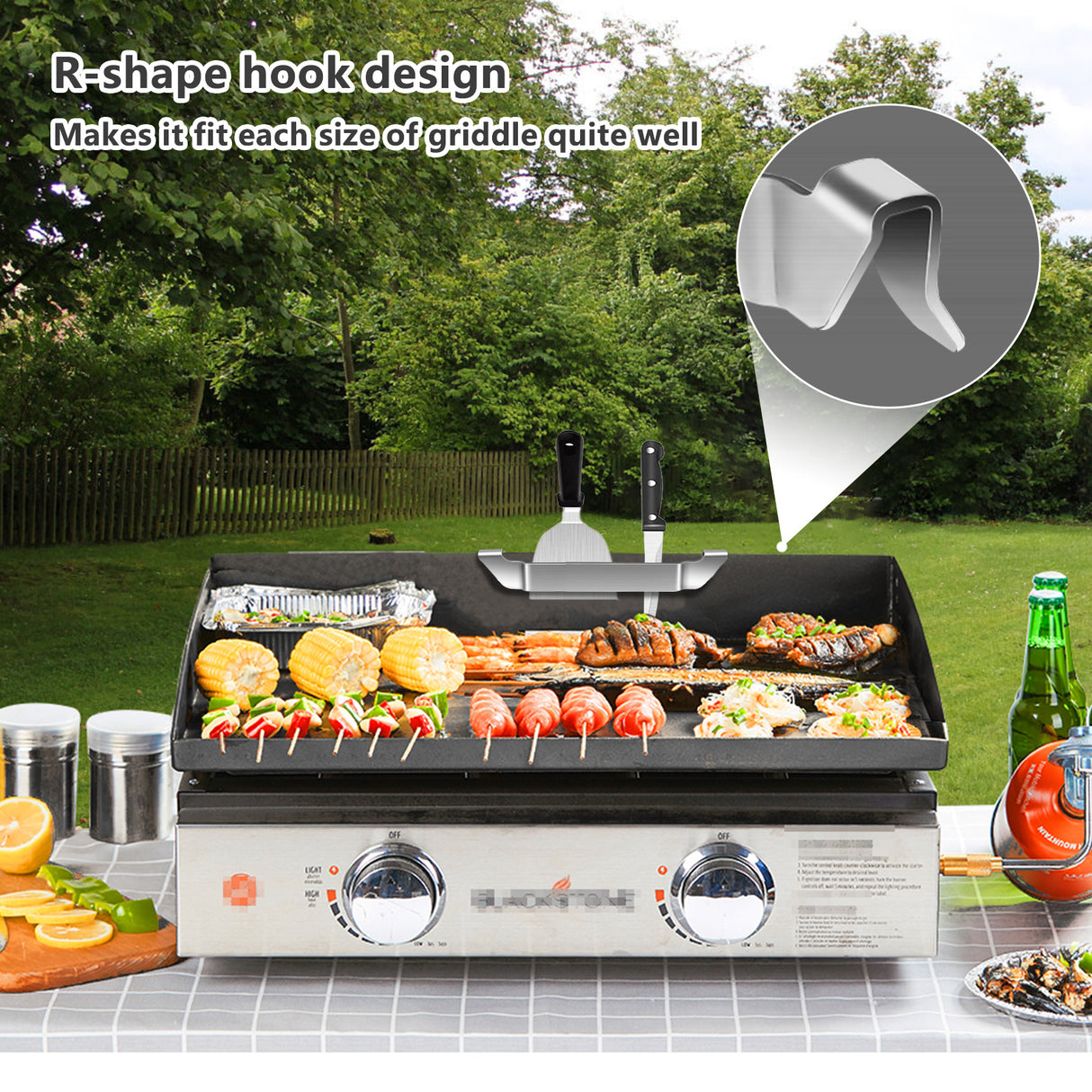 Soporte de espátulas para plancha | Acero inoxidable, compatible con Blackstone