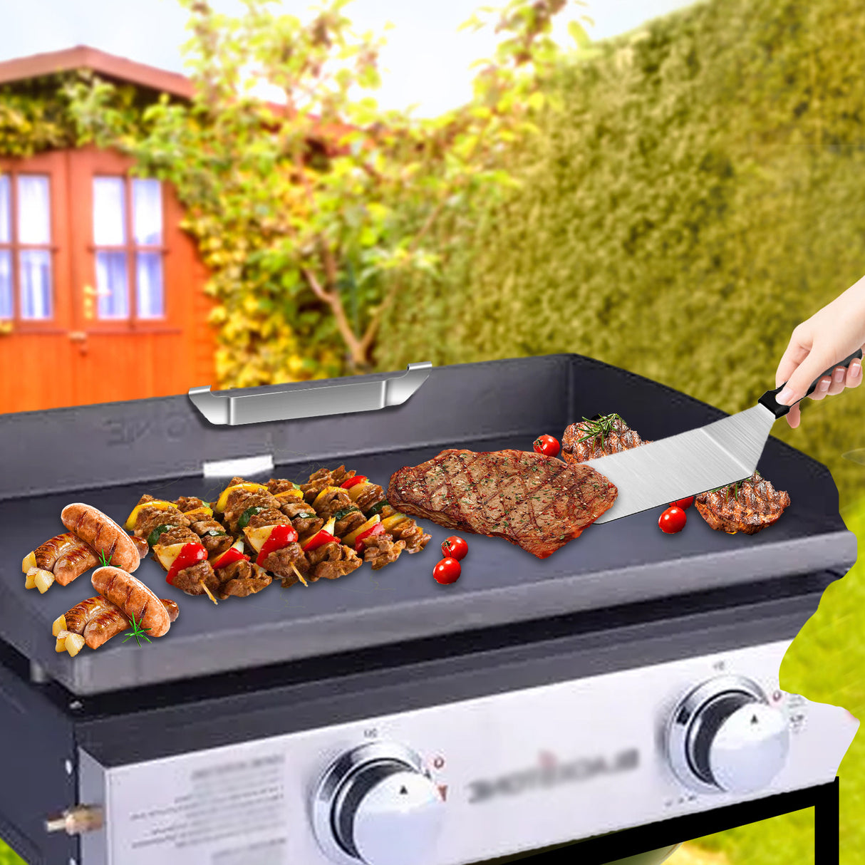 Soporte de espátulas para plancha | Acero inoxidable, compatible con Blackstone