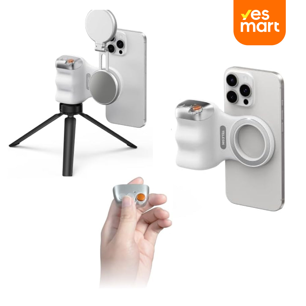 Kit Creador TELESIN: Fun Shot Grip Magnético + Luz Selfie C03, Compatible iPhone MagSafe & Android - SC016