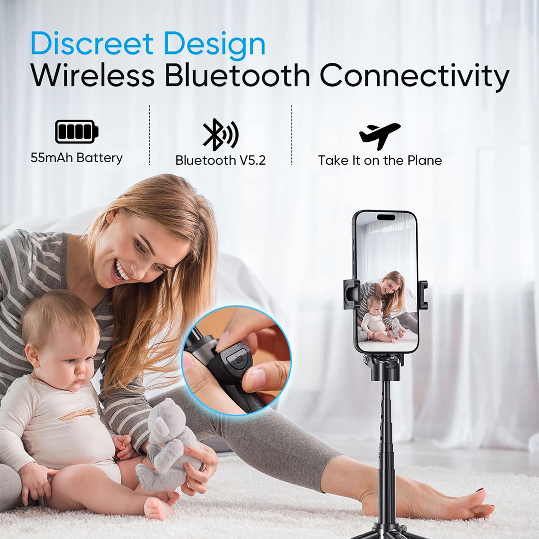 Trípode para Selfie Portátil con Control Remoto Inalámbrico, 2 Luces de Relleno Ajustables y Soporte Retráctil para iPhone, Ideal para Fotografía y Transmisión en Vivo SC004 - Yesmart