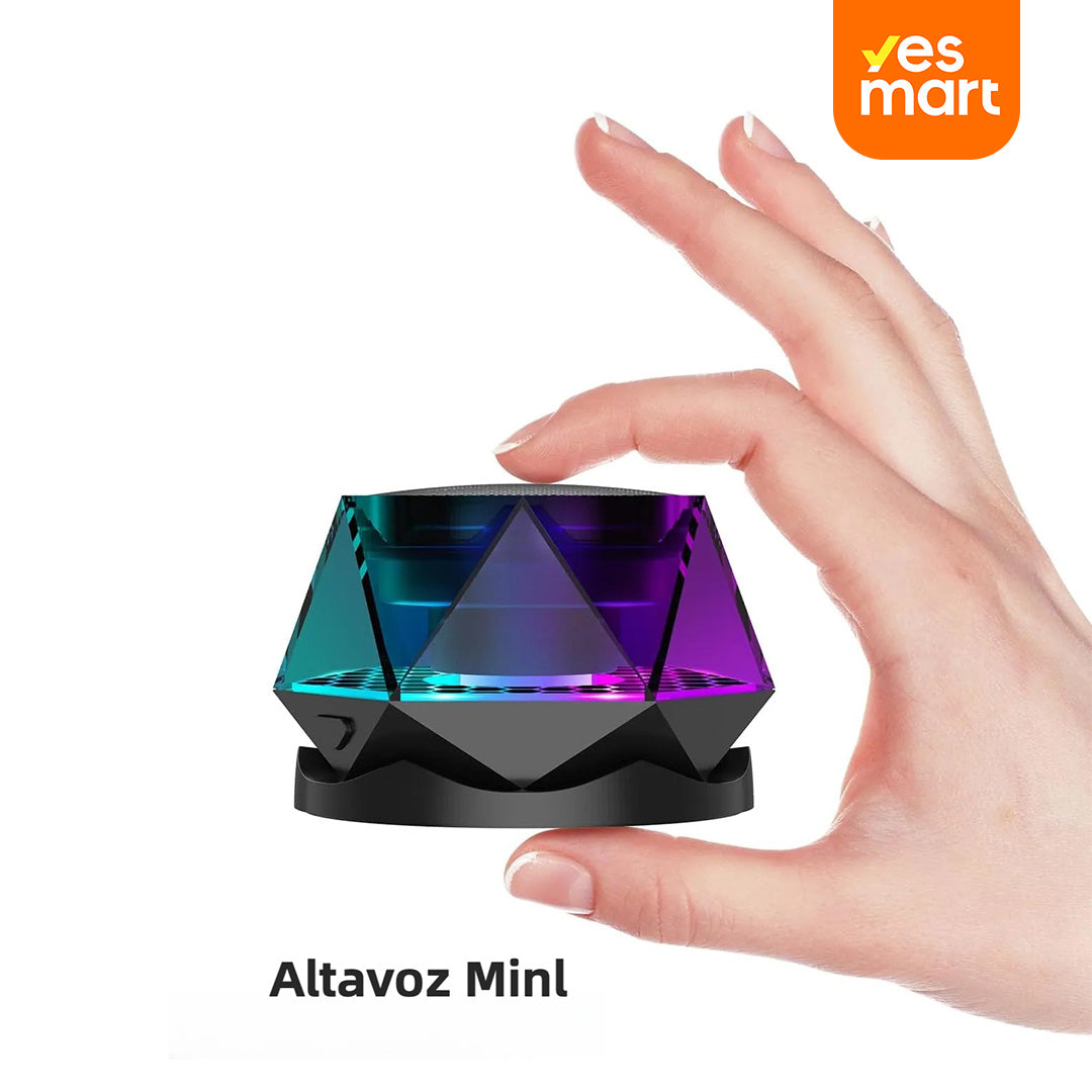 Altavoz Bluetooth Magnético Diseño Diamante, Mini Altavoz Inalámbrico con Luz RGB, Soporte Portátil para Teléfonos, Compatible con iPhone, Android y Emparejamiento TWS - BS019