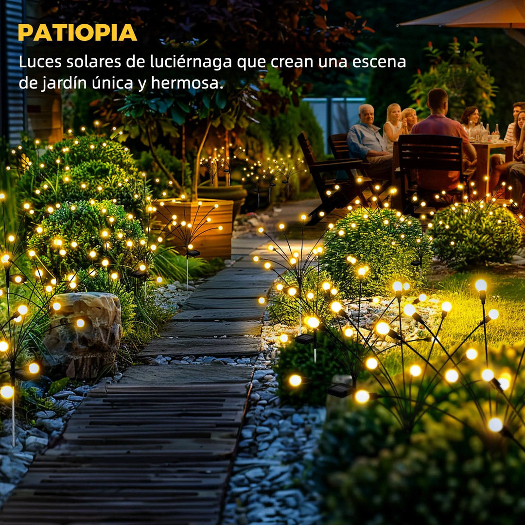 Luces de Jardín Solar con 20 LEDs, Luces Solares para Exteriores, Luces de Luciérnagas para Decoración de Navidad, Patio, Camino y Jardín, Resistente al Agua – JP003