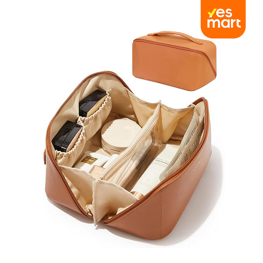 Bolsa de Maquillaje de Viaje, Bolsa de Maquillaje Grande y Resistente al Agua para Mujeres, Con Compartimentos y Asa - AH002