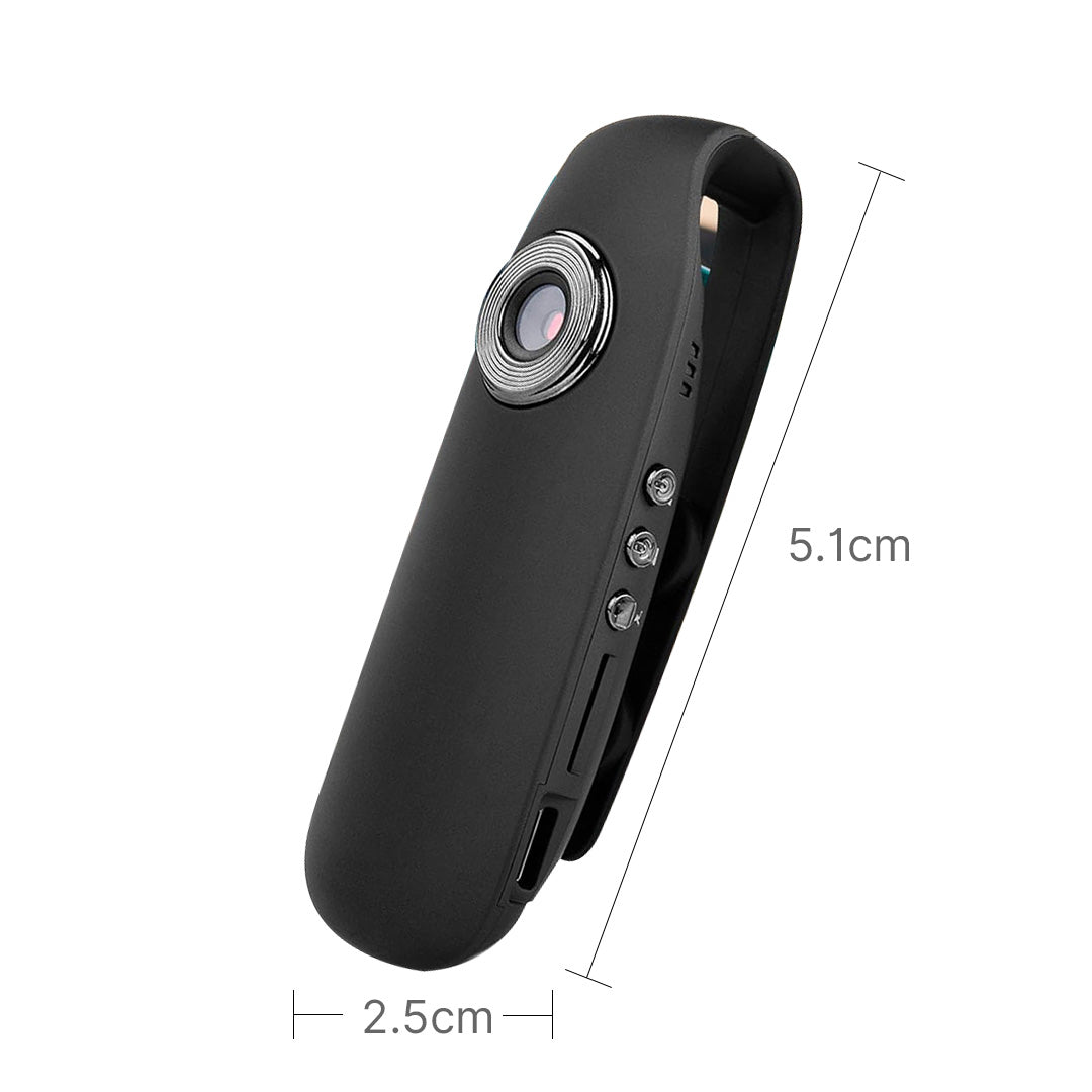 Cámara Corporal Mini 1080P HD con Detección de Movimiento, Batería Recargable, 180 Min de Grabación, Soporta Tarjeta SD hasta 64GB (Incluye Tarjeta MicroSD de 32GB GRATIS) CC003