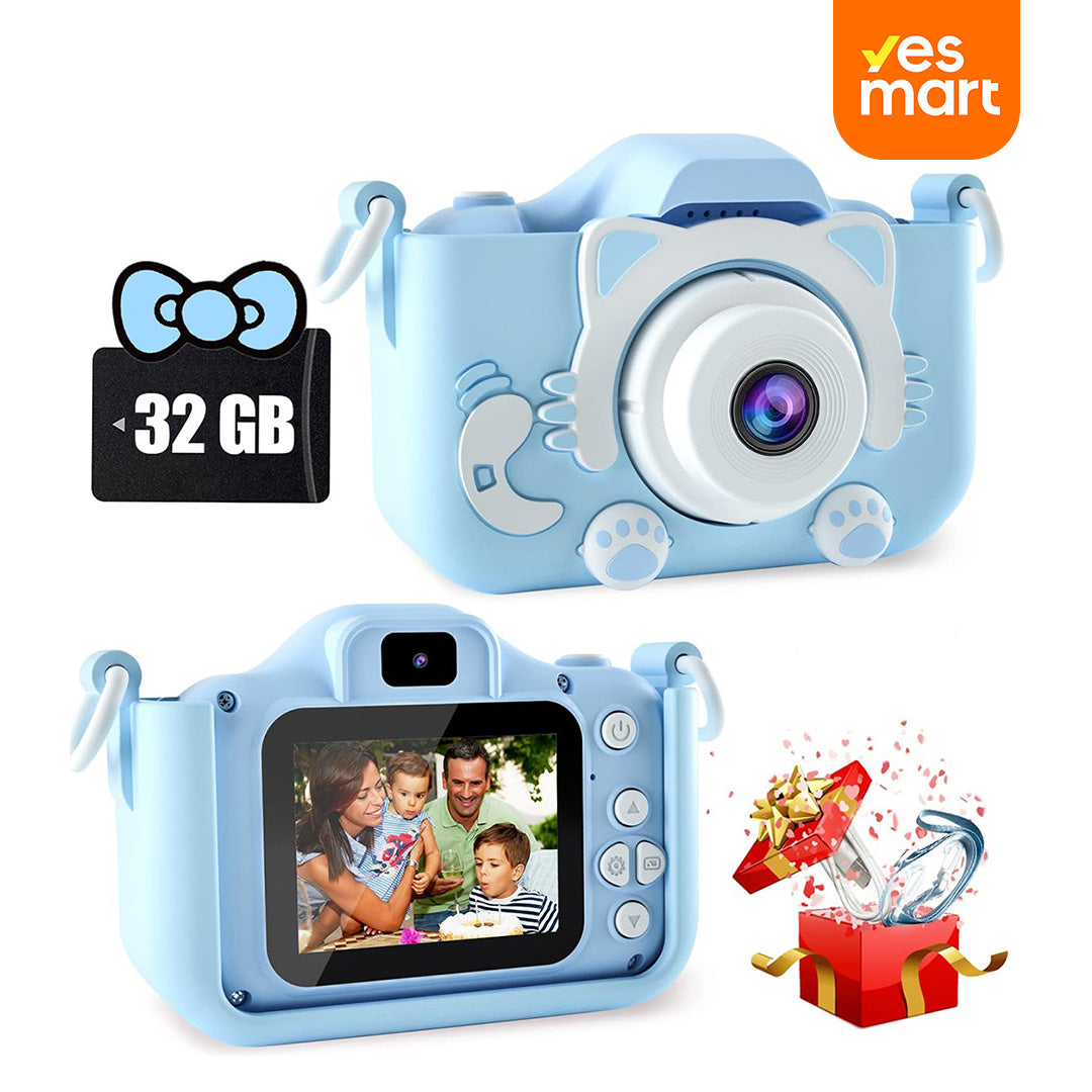 Cámara Digital para Niños, Juguete para Niños de 3-12 Años, Cámara Selfie con Video, 32GB TF Card y Funda de Silicona, Ideal para Regalos de Cumpleaños y Fiestas - CC010