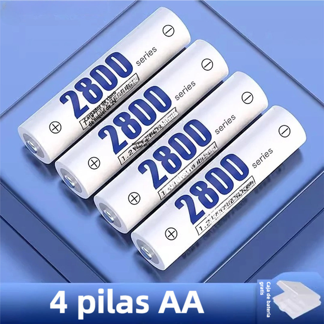 Baterías Recargables AA de Litio5800mWh con Cargador USB LCD Rápido de 2 Horas, 1.5V y 1500 Ciclos para Electrónicos, Teléfonos Inalámbricos y Controles Remotos - BT005