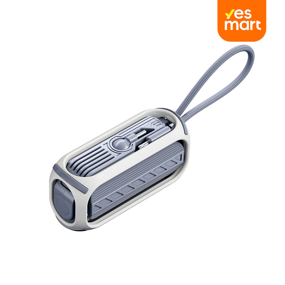 Mini Banco de Energía de 5000mAh con Cable Incorporado, Cargador Rápido Portátil para iPhone, Samsung, BP007