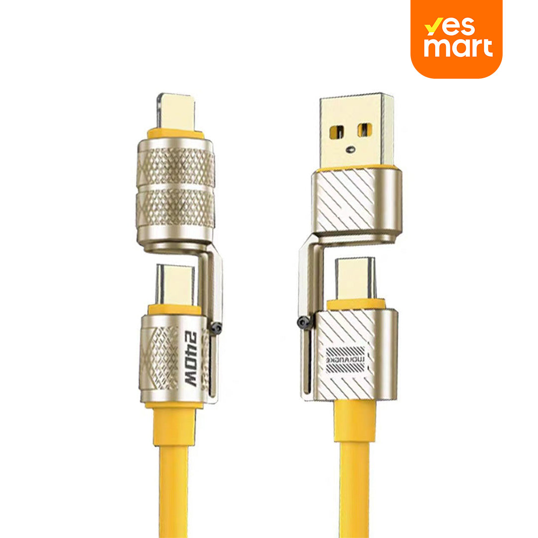 Cable de Carga Multifuncional 4 en 1 USB MAX 240W Carga Rápida/ Cable de Carga con USB A + Tipo C para iPhone 16/15 14 13, iPad, Samsung Galaxy, MacBook, Tablets y Más - CI015