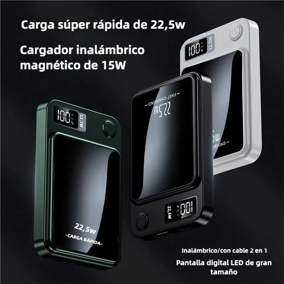 Power Bank Magnético Inalámbrico - Carga Rápida 22.5W con Tecnología MagSafe, Batería de Alta Capacidad y Pantalla LED Digital BP003