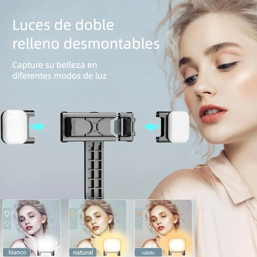 Palo de Selfie Trípode con Luz y Control Remoto – Extensible 114cm para iPhone, Samsung y Android - SC010